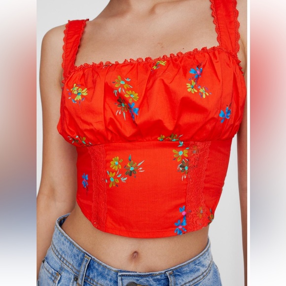 NWT NASTY GAL-Floral Lace Trim Corset - Picture 2 of 4